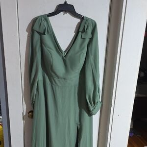 Elegant Green Long Sleeve Dress